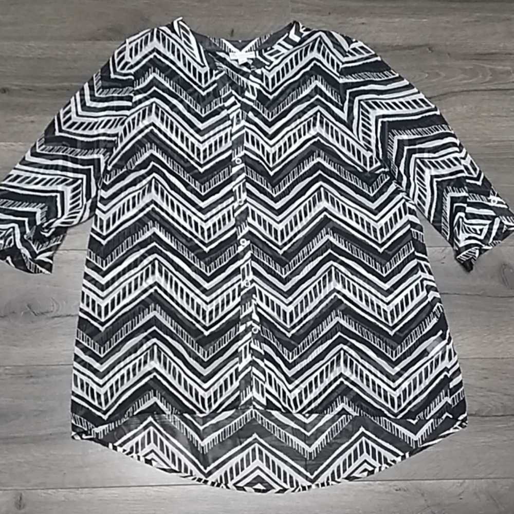 Black and White sheer blouse
